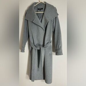 KENNETH COLE NEW YORK Coat Women's Size L Gray Wool Blend 2 Button Vents Belted